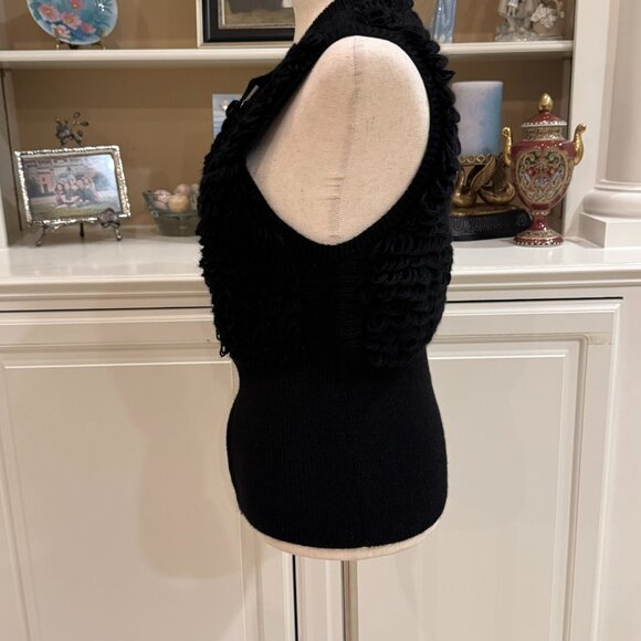 🖤 BCBGMAXAZRIA Black Textured Alpaca Blend Knit Vest – Size Small - Picture 4 of 9